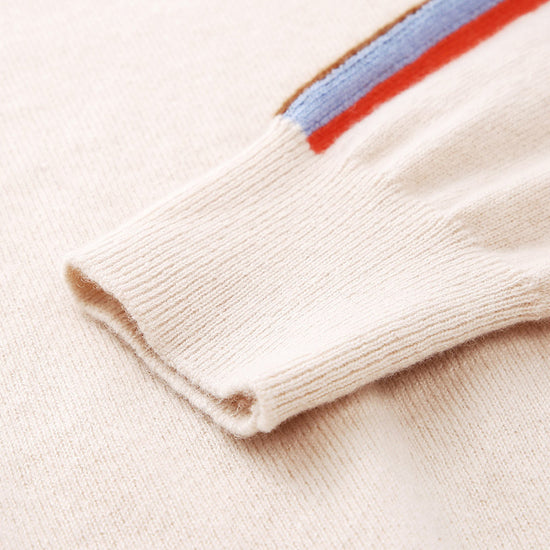 COMOBOCA 100% Cashmere Women's Colorful Side Stripes Knit Sweater