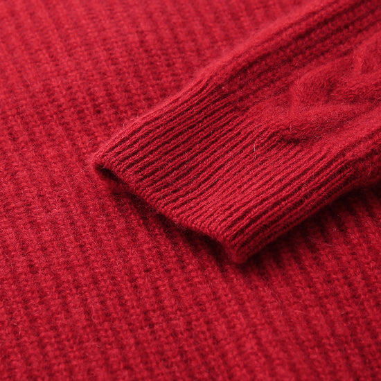 COMOBOCA 100% Cashmere Women's Button Neck Cable Knit Sweater