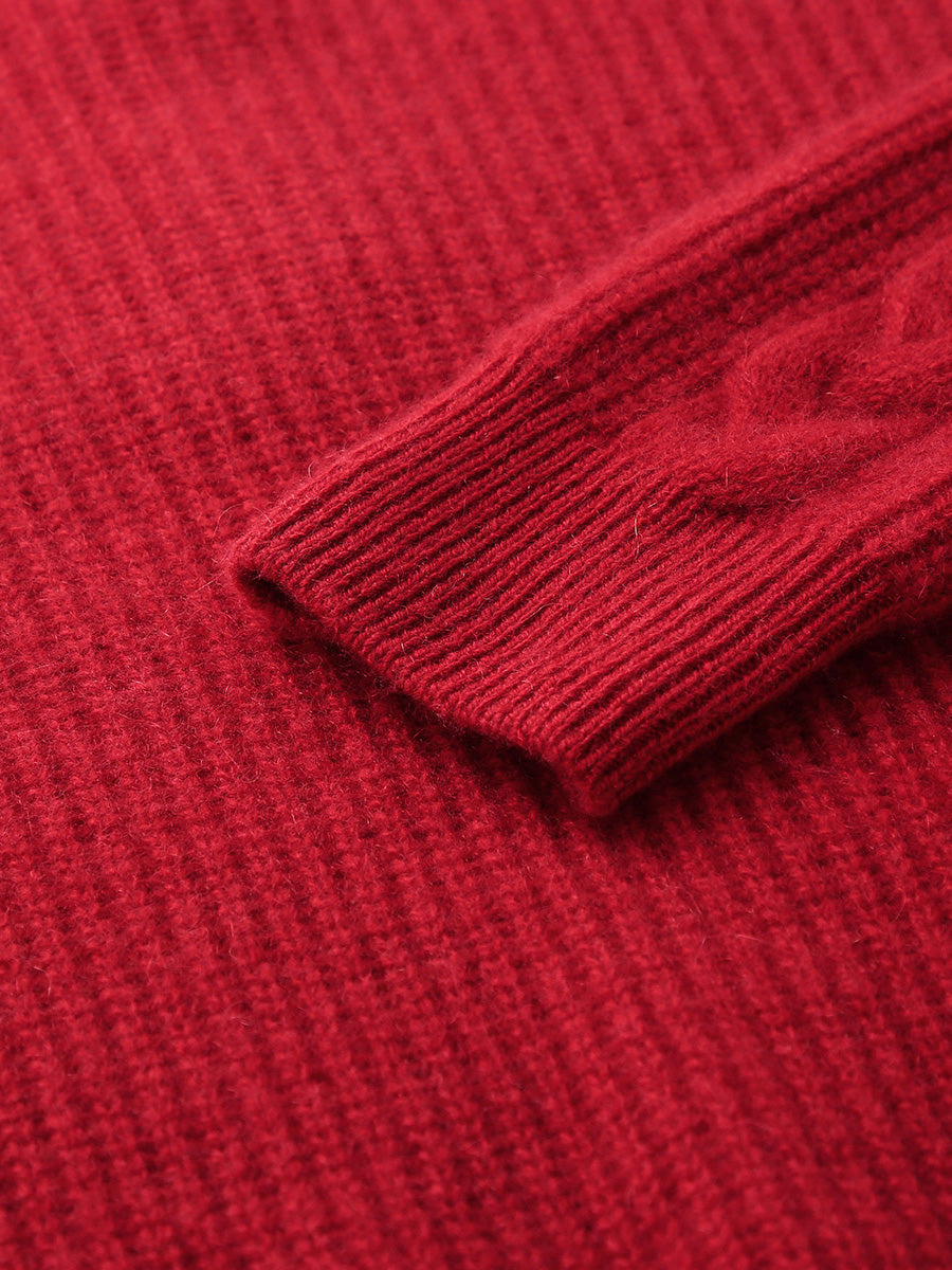 COMOBOCA 100% Cashmere Women's Button Neck Cable Knit Sweater