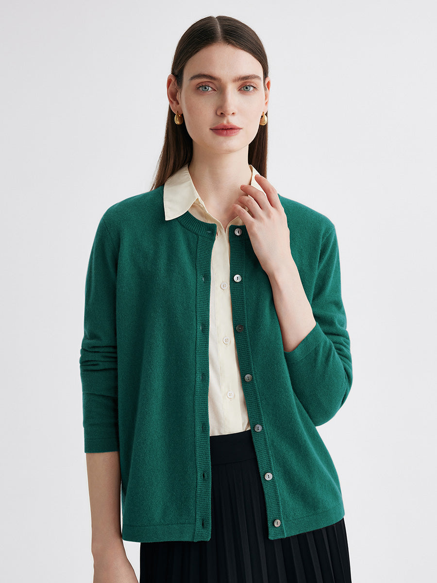 COMOBOCA 100% Cashmere Women's Button-Up Cardigan