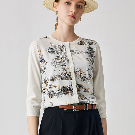 COMOBOCA Cloudy Women's Floral Patterned Button-Down Cardigan