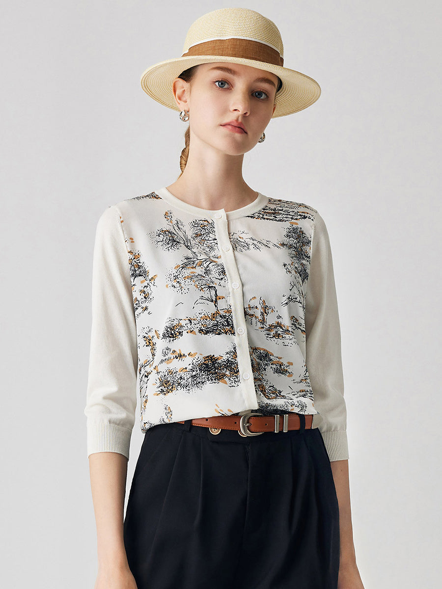 COMOBOCA Cloudy Women's Floral Patterned Button-Down Cardigan