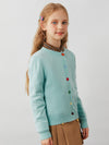 COMOBOCA 100% Wool Kids' Colorful Buttons Round Neck Cardigan
