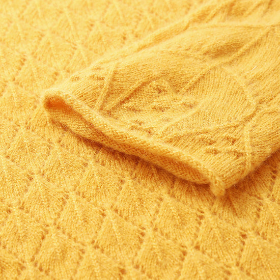 COMOBOCA 100% Cashmere Women's Diamond Pattern Pullover Sweater