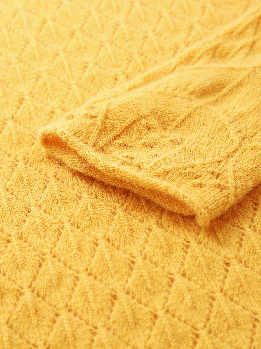 COMOBOCA 100% Cashmere Women's Diamond Pattern Pullover Sweater