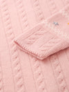 COMOBOCA 100% Wool Kid's Floral Embroidered Cable Knit Cardigan