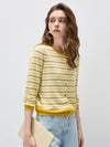 COMOBOCA Women's Striped Color Block Button Front Cardigan