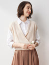 COMOBOCA Beige 100% Cashmere Women's Knit Sleeveless Wrap Vest