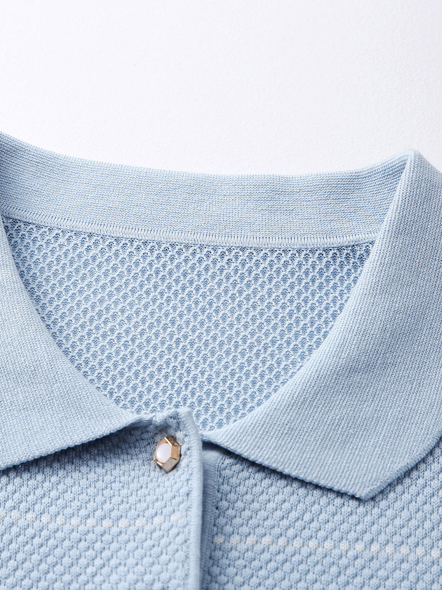 COMOBOCA Women's Striped Polo Knit T-Shirt