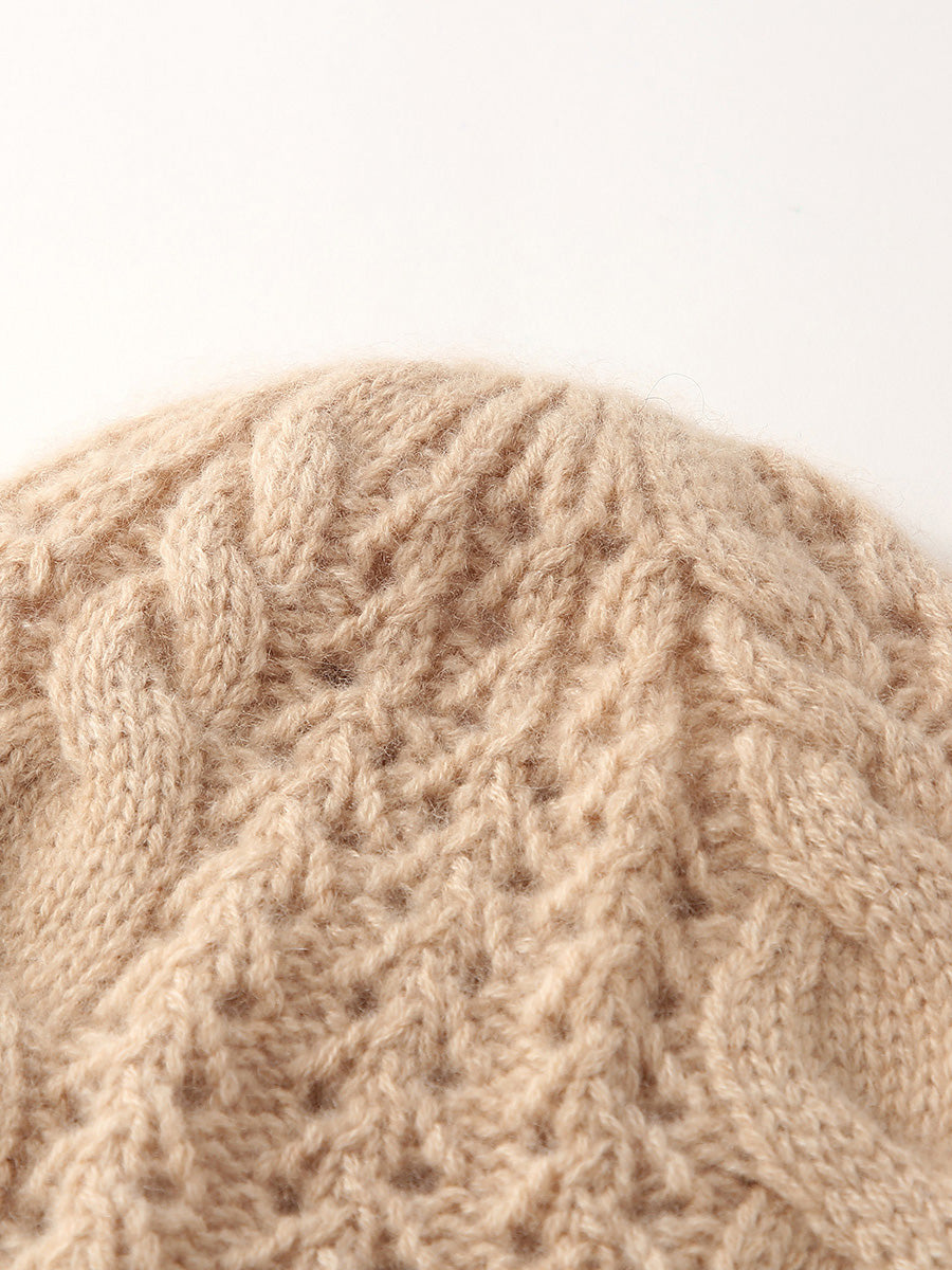 COMOBOCA 100% Cashmere Classic Cable Knit Beanie