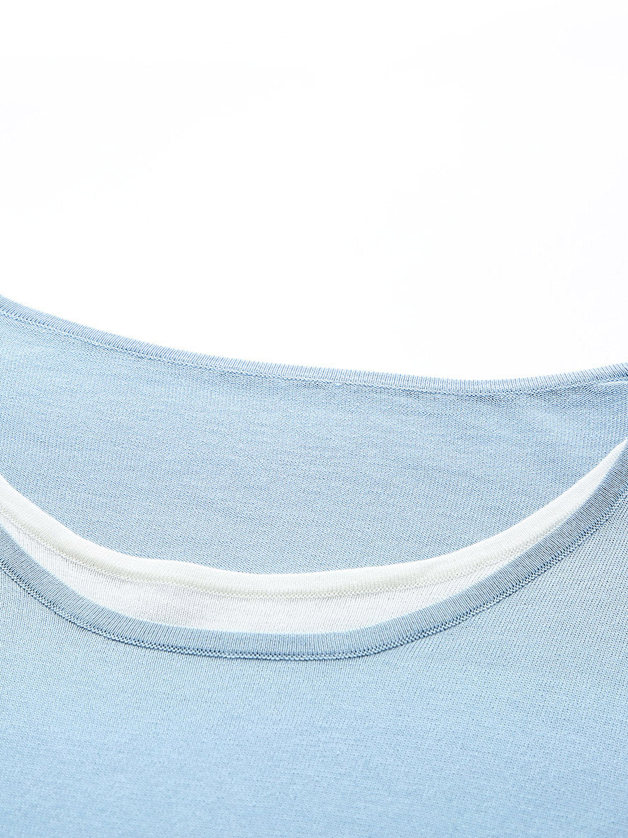 COMOBOCA Women's Layered Round Neck Knit Sweater