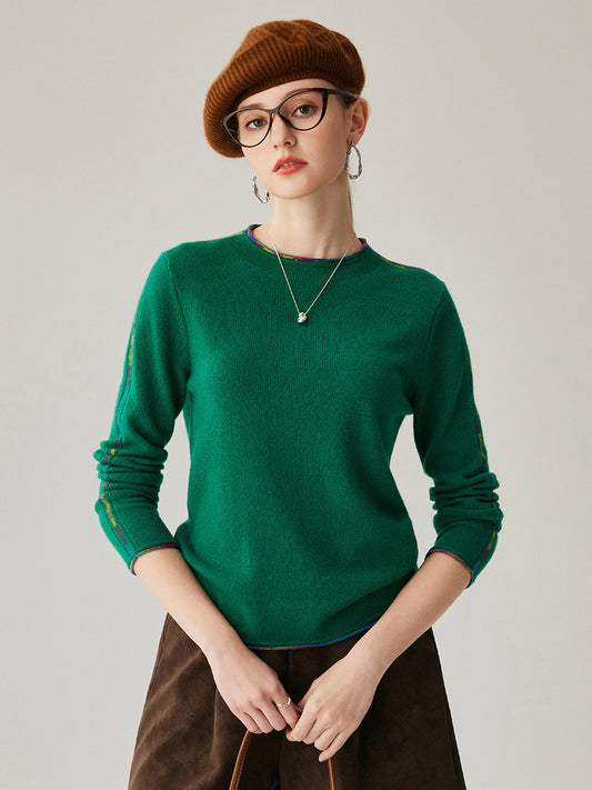 COMOBOCA 100% Cashmere Women's Sweater with Built-in Collar