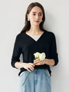 COMOBOCA BLACK Women's V-Neck Layered Knit Sweater