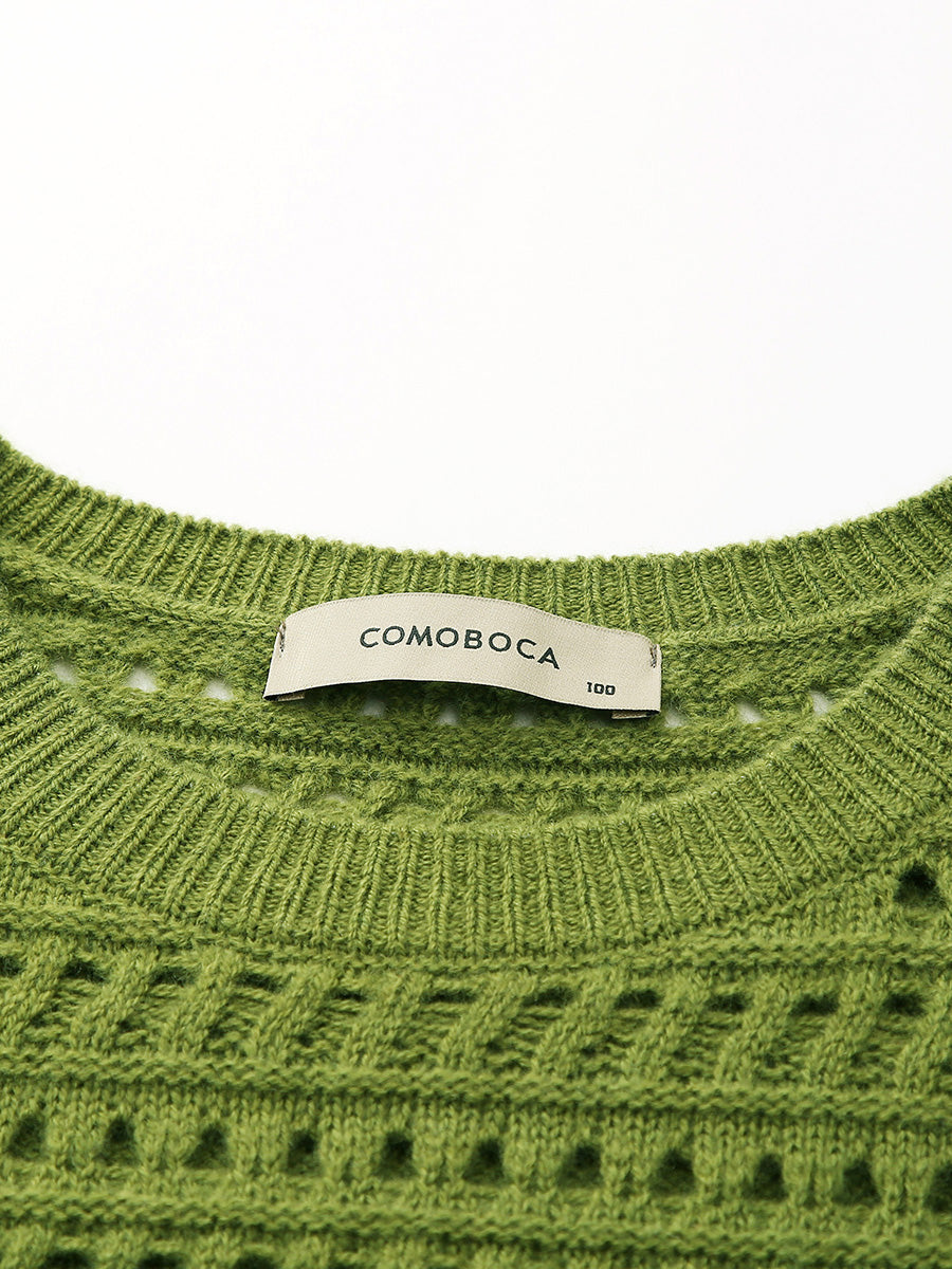COMOBOCA 100% Wool Women's Soft Knit Lace Sweater