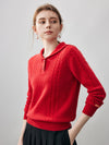 COMOBOCA 100% Cashmere Women's Cable Sailor Collar Sweater