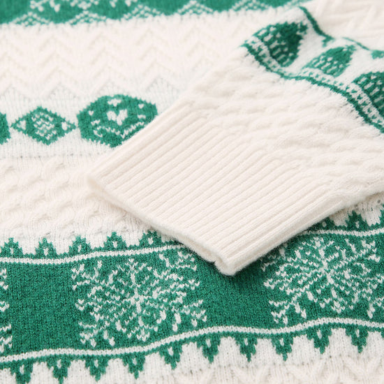 COMOBOCA 100% Wool Kids' Nordic Snowflake Knit Sweater