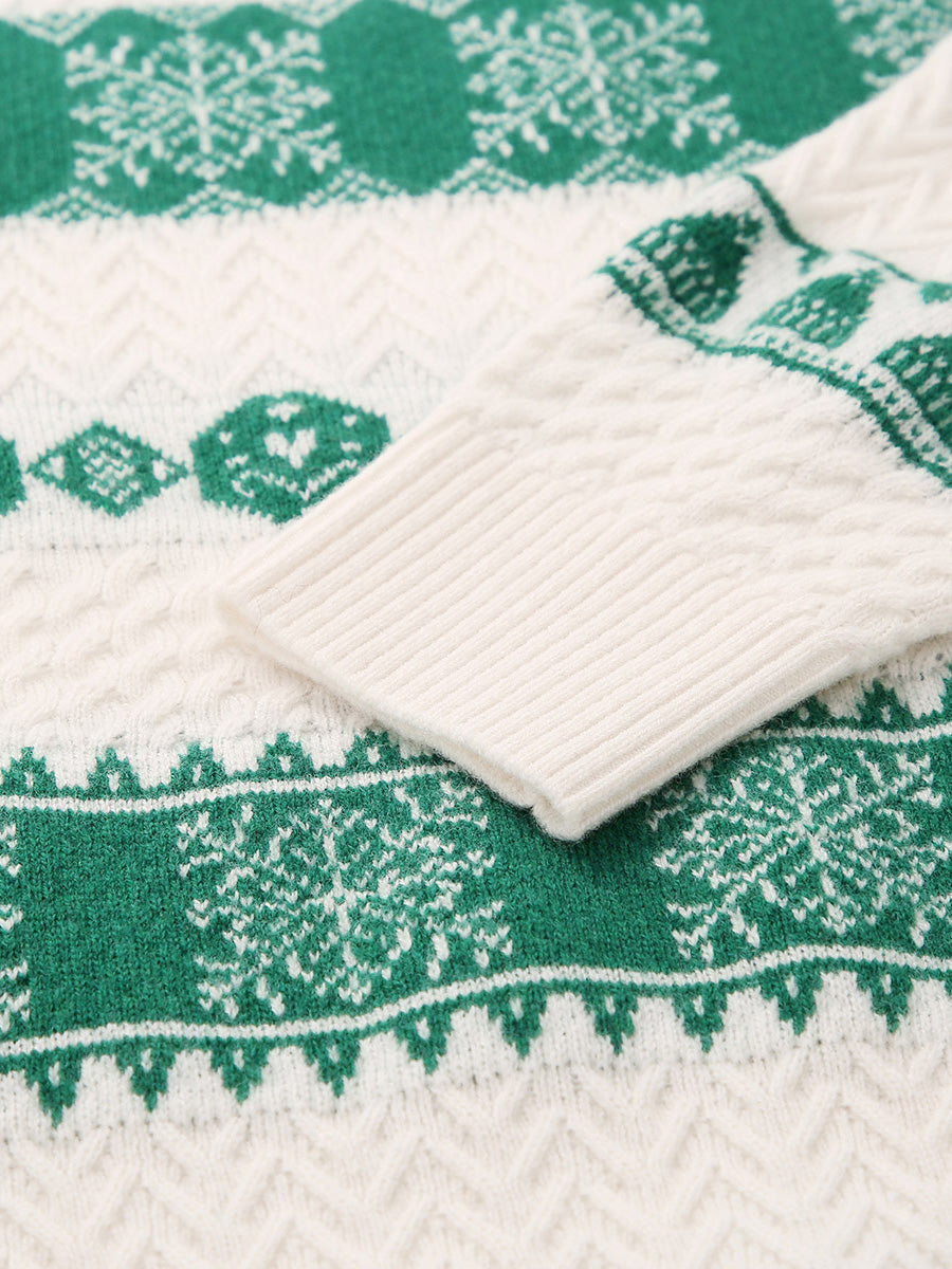 COMOBOCA 100% Wool Kids' Nordic Snowflake Knit Sweater