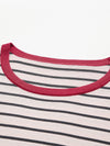 COMOBOCA Women's Striped Ribbed Contrast Trim T-Shirt