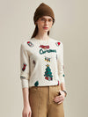COMOBOCA 100% Cashmere Women's Christmas Embroidered Knit Sweater