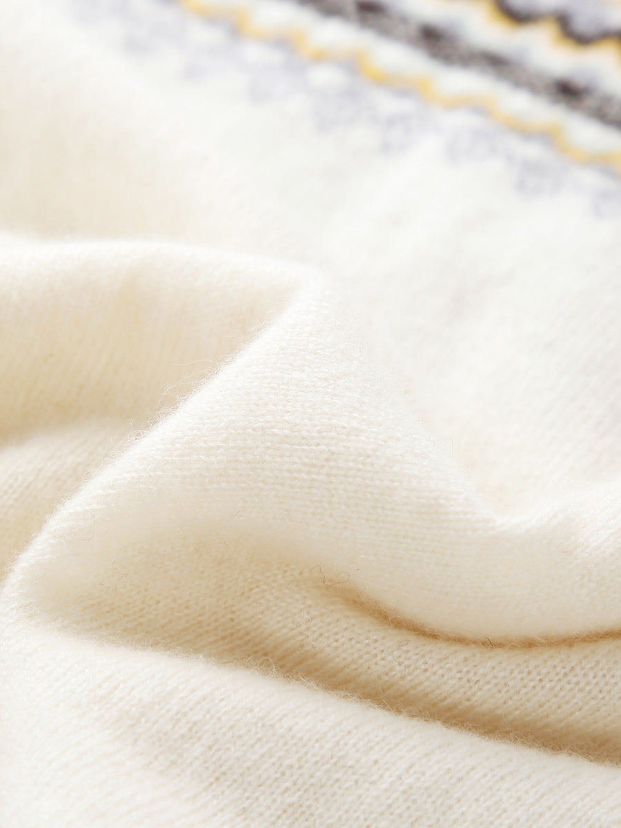 COMOBOCA 100% Cashmere Women's Fair Isle Knit Sweater