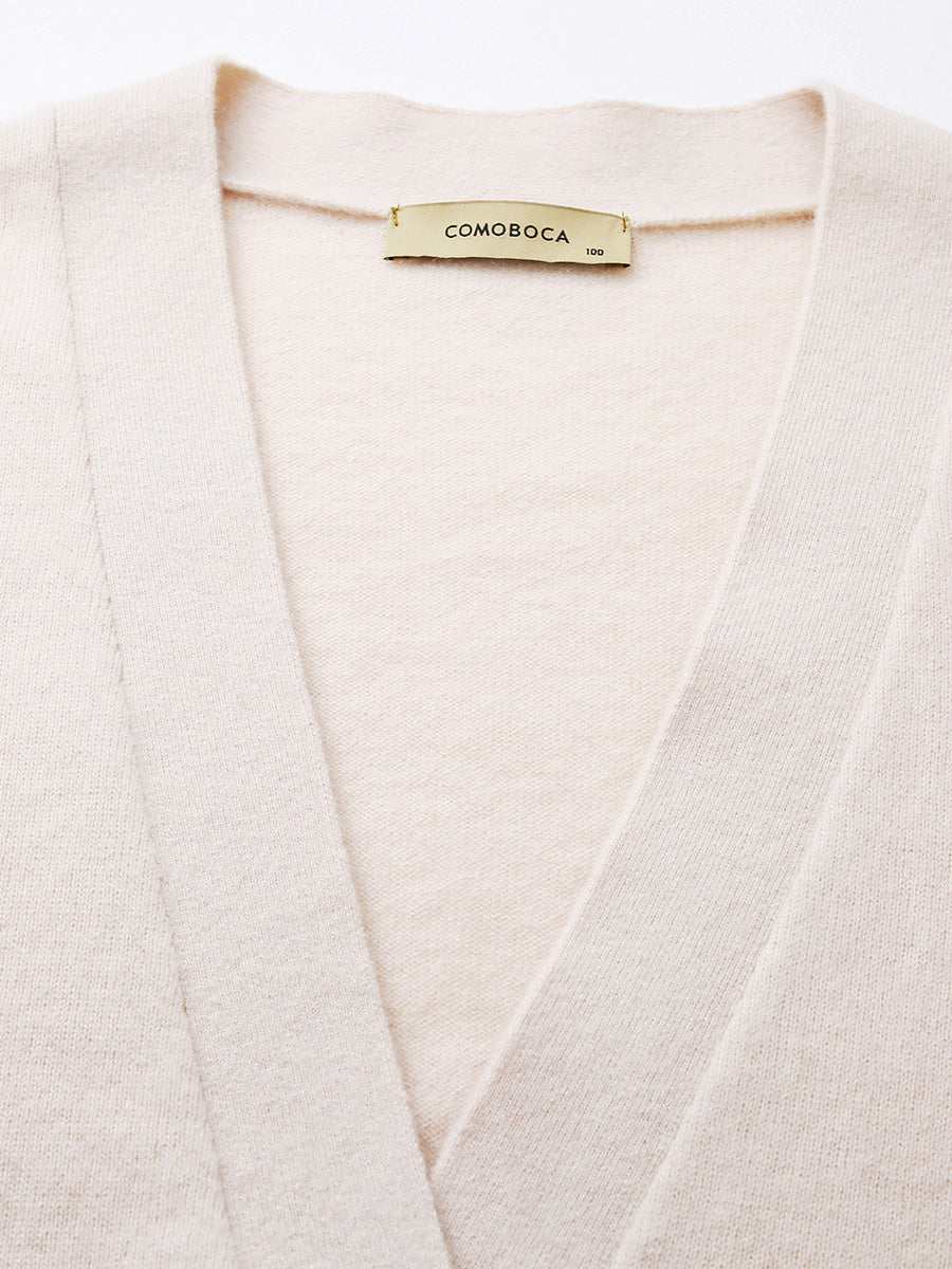 COMOBOCA 100% Cashmere Women's Puff Sleeve Knit Cardigan