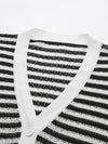 COMOBOCA Women's Striped Ribbed Cardigan