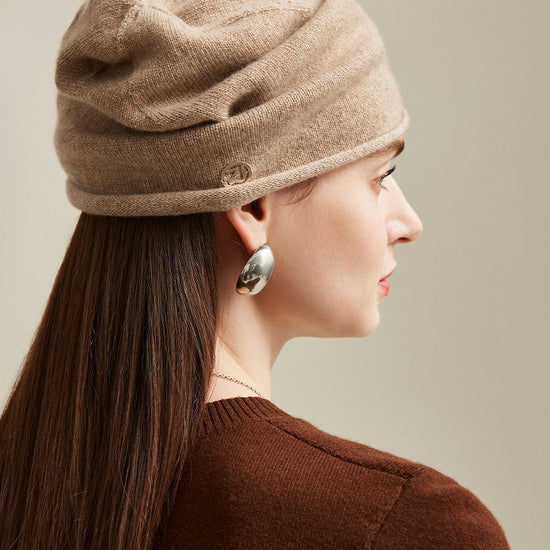 COMOBOCA 100% Cashmere Women's Slouchy Knit Beanie