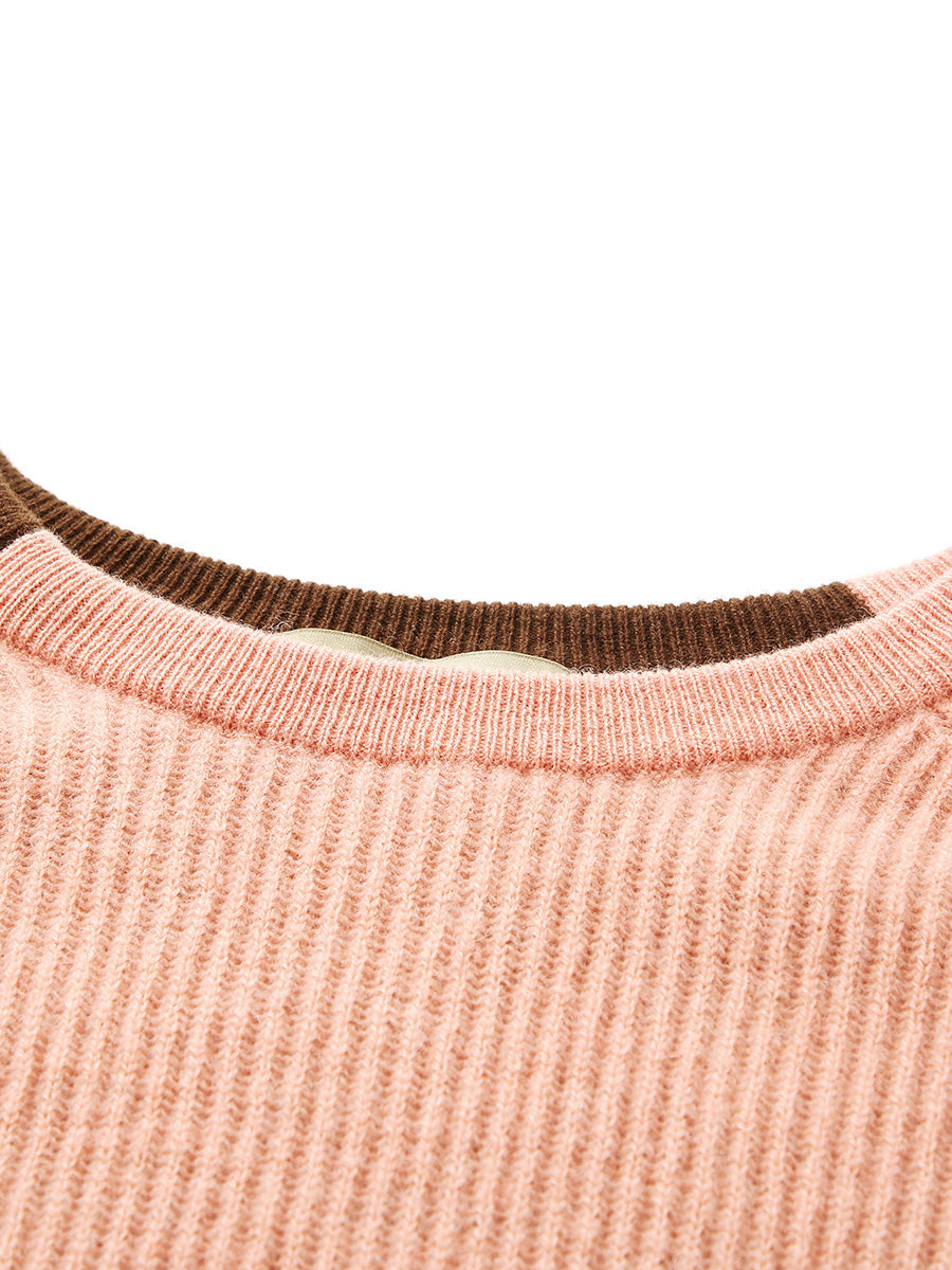 COMOBOCA 100% Cashmere Women's Color Block Knit Sweater