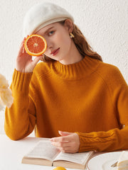 COMOBOCA 100% Cashmere Women's Mock Neck Knit Sweater