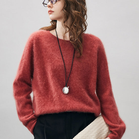 COMOBOCA Women's Wool Seamless Brushed Knit Sweater