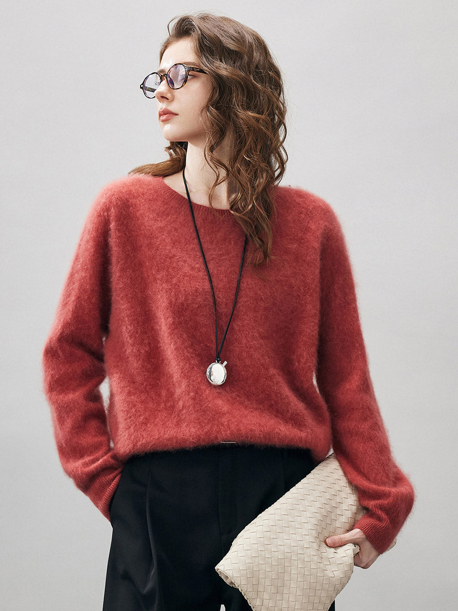 COMOBOCA Women's Wool Seamless Brushed Knit Sweater