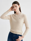 COMOBOCA 100% Cashmere Women's Cable Round Neck Knit Sweater
