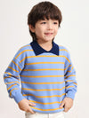 COMOBOCA BLUE 100% Wool Kids' Striped Collar Sweater
