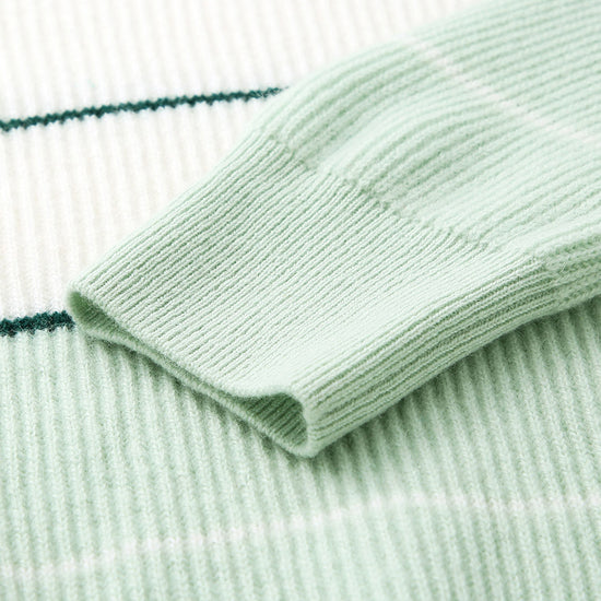 COMOBOCA 100% Cashmere Women's Striped Crewneck Sweater