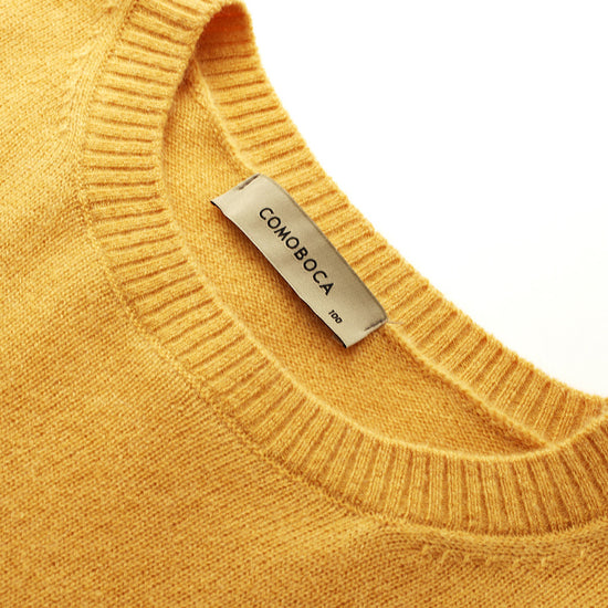 COMOBOCA 100% Cashmere Women's Embroidered Logo Short Sleeve Sweater