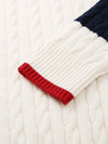 COMOBOCA 100% Wool Women's Colorblock Cable Knit Sweater