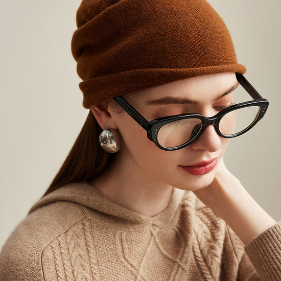 COMOBOCA 100% Cashmere Women's Slouchy Knit Beanie