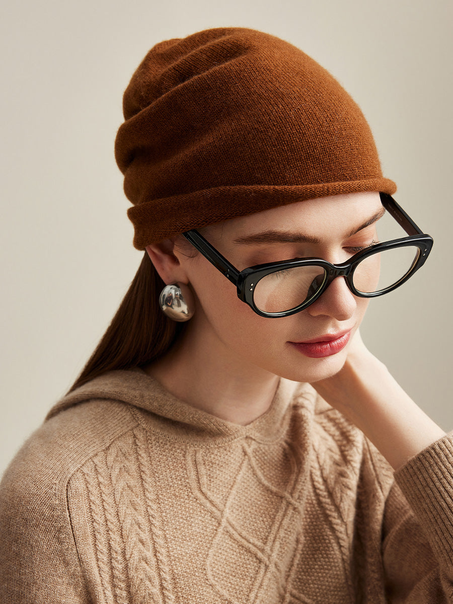 COMOBOCA 100% Cashmere Women's Slouchy Knit Beanie