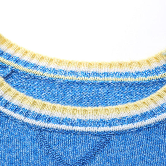 COMOBOCA 100% Wool Women's Contrast Trim Knit Sweater