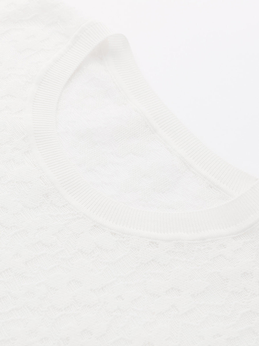 COMOBOCA Women's Cotton Silk Versatile Floral Lace Knit T-Shirt