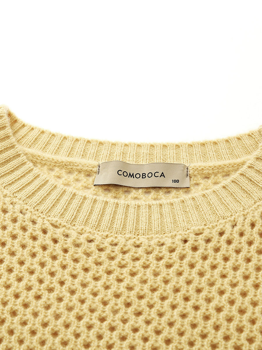 COMOBOCA 100% Wool Women's Embroidered Patch Knit Sweater