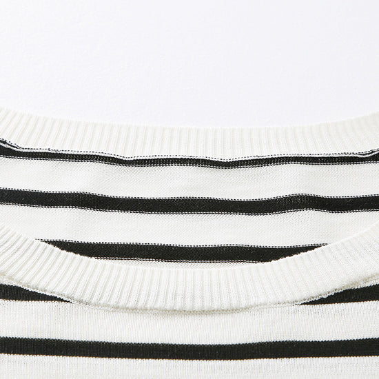 COMOBOCA Women's Striped Round Neck T-Shirt Sweater