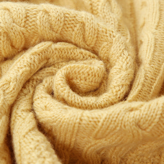 COMOBOCA 100% Wool Kid's Cable Knit Turtleneck Zip Up Cardigan