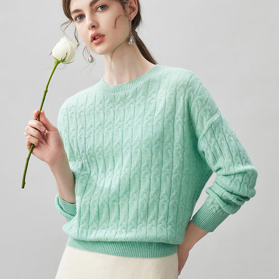 COMOBOCA 100% Cashmere Women's Cable Knit Sweater