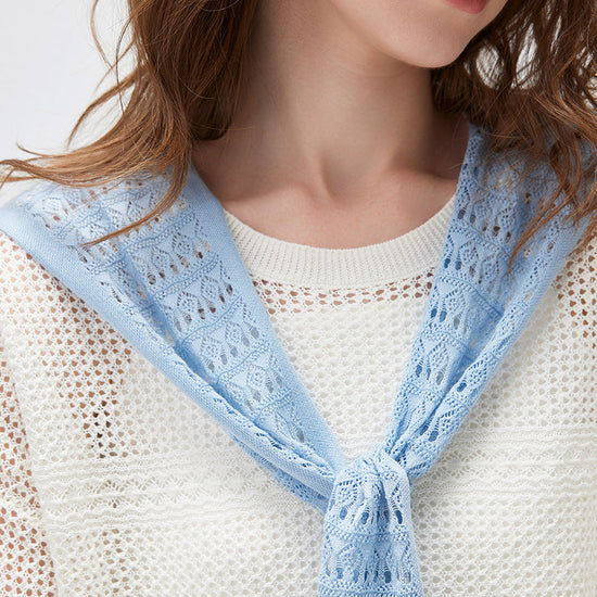 COMOBOCA Women's Tie-Front Lace Knit Shawl