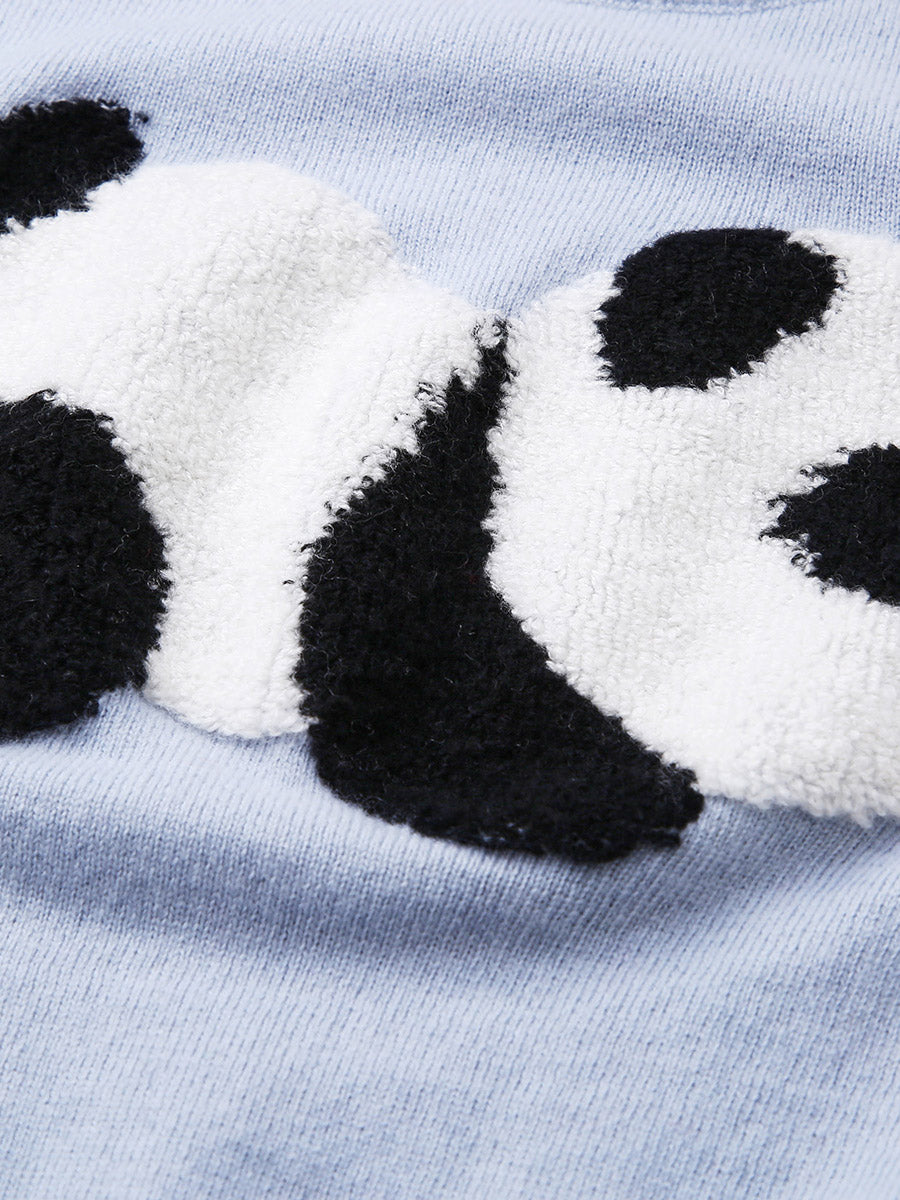 COMOBOCA 100% Wool Kids' Round Neck Intarsia Sweater