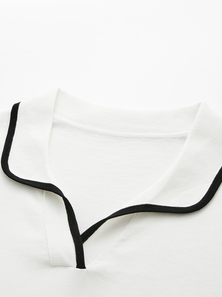 COMOBOCA Women's Casual Contrast Trim Polo T-Shirt