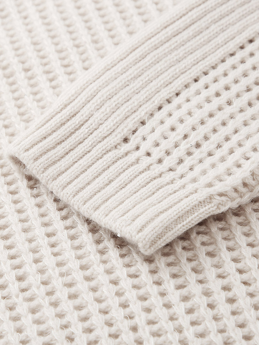 COMOBOCA 100% Wool Women's Ribbed Knit Sweater