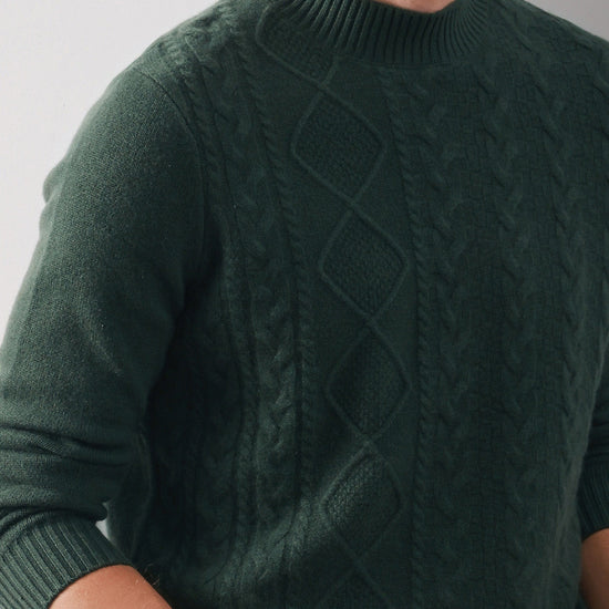 COMOBOCA 100% Cashmere Men's Ribbed Mock Neck Sweater