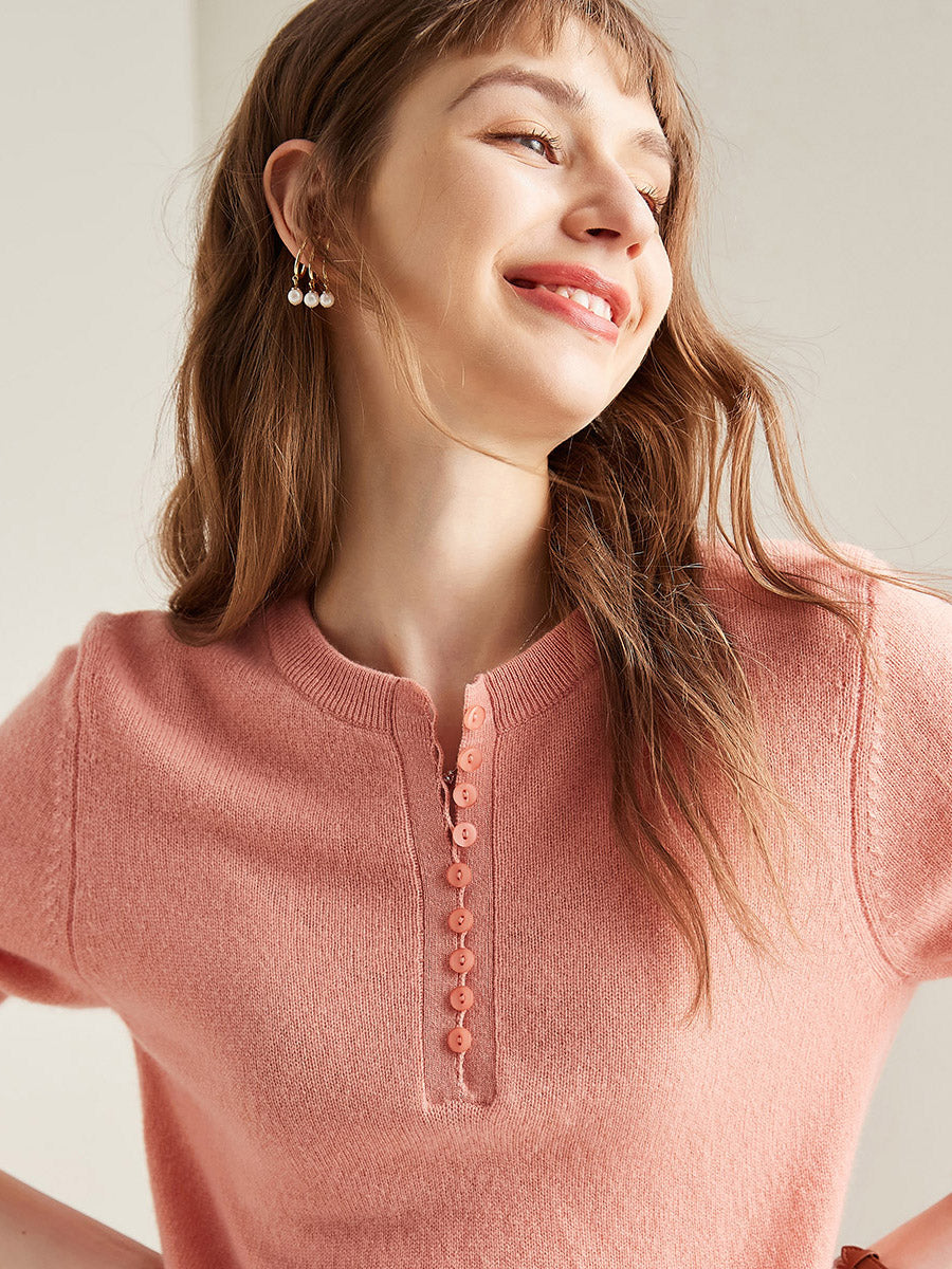 COMOBOCA 100% Cashmere Women's Round Neck Knit Sweater